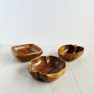 Vintage MCM Wood Dishes-Set of 3